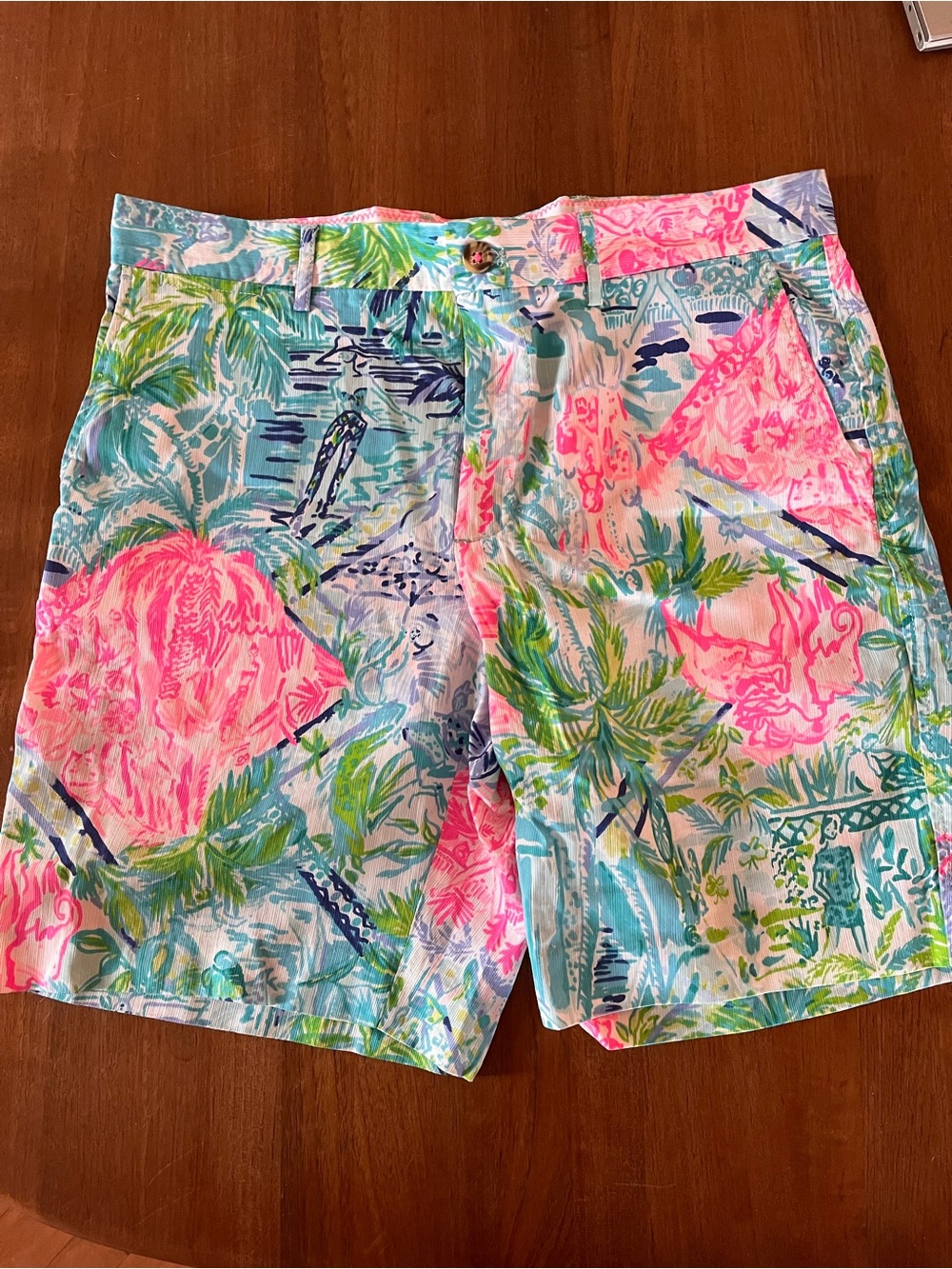 Lilly Pulitzer Pink & Aqua Tropical Print Men’s Shorts size 34